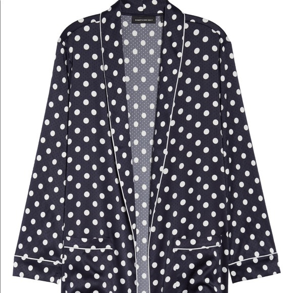 Something Navy polkadot sleep blazer robe - Picture 1 of 4